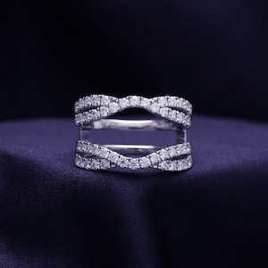 1.00 Ct. Double Infinity Wedding Ring Guard Enhancer In 14K Gold Plated 925 Sterling Silver with Cubic Zirconia Gifts For Her