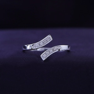 Round Cut White Natural Diamond Accent Adjustable Bypass Toe Ring in 10K Gold or 14K Gold and Sterling Silver