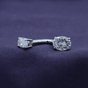 Belly Button Ring Body Piercing 1.80 Cttw Oval Cut Lab Created Moissanite Diamond For Women In 10K Or 14K Solid Gold and Sterling Silver