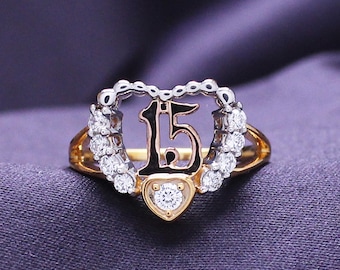 15 Anos Ring, 925 Sterling Silver 15 Anos Ring, 15 Year Quinceanera Ring, Moissanite Diamond Minimalist Ring, 15 Anos Girl Birthday Gift