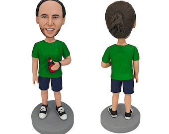 Custom man Bobbleheads with bottle,Custom Bobblehead,Custom Boss Bobblehead, Make Your Bobble Head,Custom Father Figure,Christmas gifts