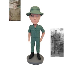 Custom Military Bobblehead Doll,Handmade Soldier Figurine with Vintage Photos,Personalized Gift for Veterans,Collectors Military Enthusiasts