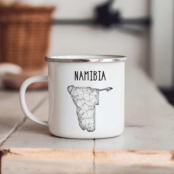 Enamel Mug Namibia Map | Travel Mug | Gift for Travelers | Africa Coffee Cup | Geschenkidee