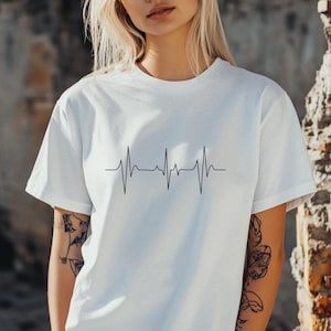 Heartbeat T Shirt Unisex - "Heartbeat" - EKG Pulse Line Minimal Tee