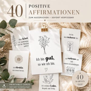 40 Printable Affirmation Cards – Mindfulness PDF – Digital Self-Love Motivation Deck for Adults – Instant Download