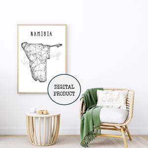 Landkarte Namibia Print, Karte, Poster, Afrika, Windhoek, Wand, Deko, druckbare Landkarte