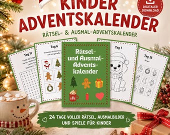 Calendario de Adviento imprimible para niños | Rompecabezas y páginas para colorear | PDF | Manualidades y juegos para niños de 4 años en adelante