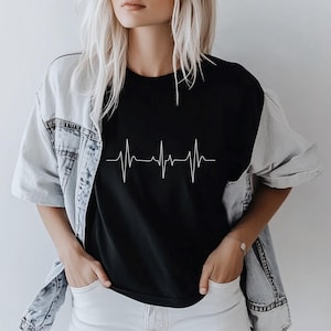 Heartbeat T Shirt Unisex - "Heartbeat" - EKG Pulse Line Minimal Tee