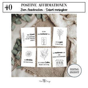 40 Printable Affirmation Cards – Mindfulness PDF – Digital Self-Love Motivation Deck for Adults – Instant Download