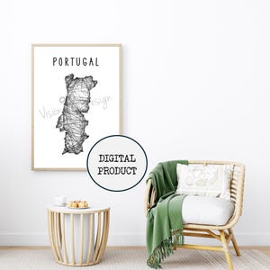 Map Portugal Print, Map, Poster, Europe, Lisbon, Wall, Decoration, Printable Map