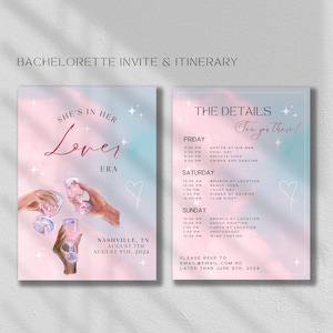 Lover Era Bachelorette Party Invite and Planner, Digital Download Itinerary Template, Eras Tour, All Too Well, Meet Me At Midnight Bride Era