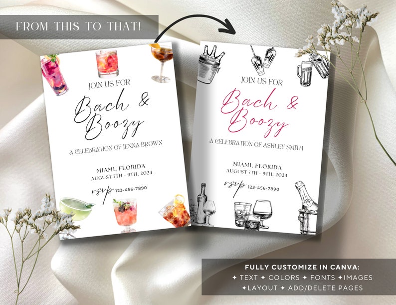Bach and Boozy Bachelorette Invite | Digital Download Itinerary ...