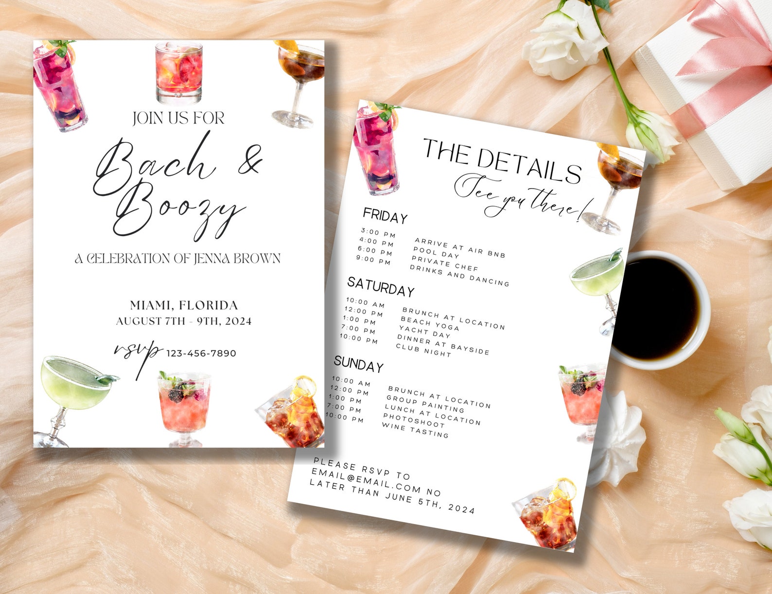 Bach and Boozy Bachelorette Invite | Digital Download Itinerary ...