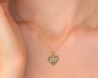 Collana con numeri angelici in argento, collana personalizzata, numero angelico a forma di cuore, ciondolo con numero fortunato, collana 111 222 333 444 555 666 777