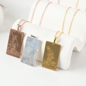 Collana con tarocchi in oro, collana con tarocchi, gioielli spirituali, regalo collana zodiacale, ciondolo collana mago, sole, amanti, luna, matto, stella