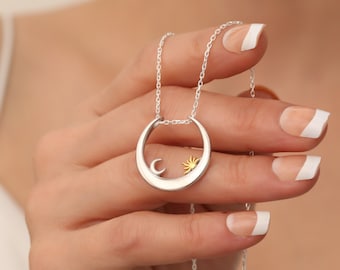 Sonne und Mond Halskette für Paar Himmlischer Schmuck Muttertagsgeschenk Himmlischer Sonnenschein Halskette Weihnachtsgeschenk für Paar Geschenk für Frau