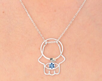 Sterling Silber Hamsa Hand Ring Halter Halskette, Fatima Schmuck