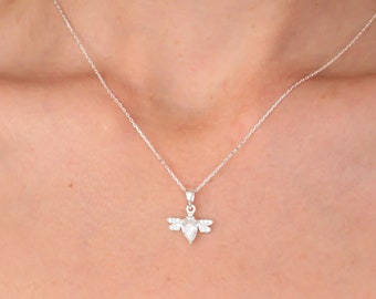Kristall Biene Halskette, Diamant Anhänger, Insekt Halskette, niedliche Bug Charm Halskette, kleines Mädchen Halskette, Marienkäfer Kristall Edelstein Halskette