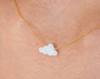 Opal Wolke Halskette Perlmutt Regen Wolke Halskette Geschenk für Freundin Niedliches Wetter Anhänger Regen Wolke Schmuck Himmel Schmuck Geschenk für Sie