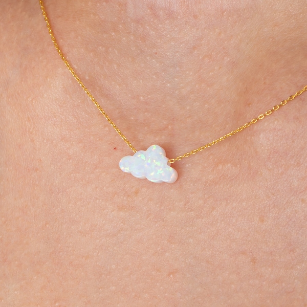 Opal Cloud Necklace Mother of Pearl Rain Cloud Necklace Gift for Girlfriend Cute Weather Pendant Rain Cloud Jewelry Sky Jewelry Gift for Her