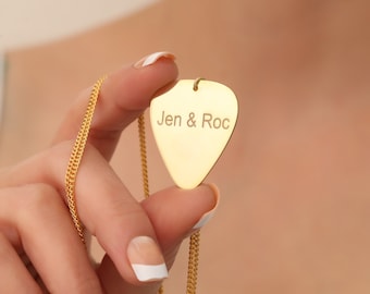 Personalisierte Plektrum Halskette Gravierte Plektrum Musik Halskette Geschenk für Musikliebhaber Valentinstag Geschenk Geschenk für Musiklehrer