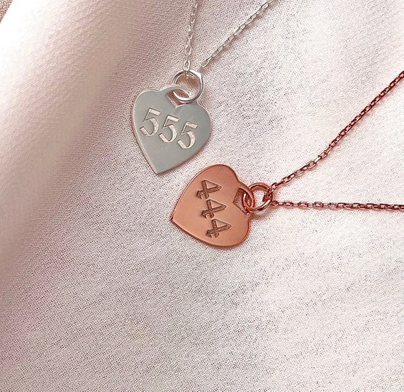 Angel Number Necklace Silver 111 222 333 444 555 666 777 888