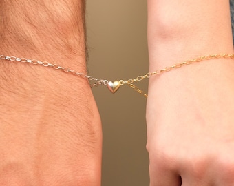 Paar Passendes Armband mit Magnet, Magnetisches Paar Herz Armband, Freundschaftsarmband, Geschenk für Jahrestag, Muttertagsgeschenk, Geschenk Sie