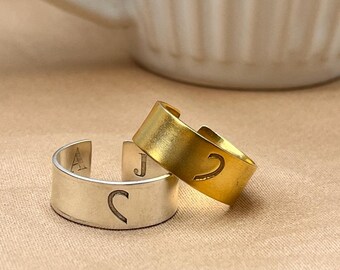 Couple Matching Ring Valentines Day Gift 14K Gold Plated Ring Gift for Girlfriend Personalized Heart Matching Ring Jewelry for Couples