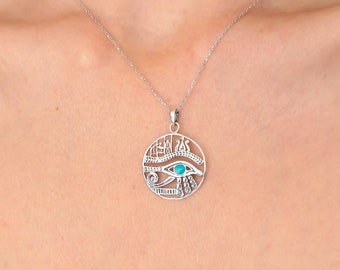 Ojo de Horus collar plata de ley, el dios del sol Ra ojo collar, collar espiritual, joyería egipcia, colgante de diosa, regalo de Navidad