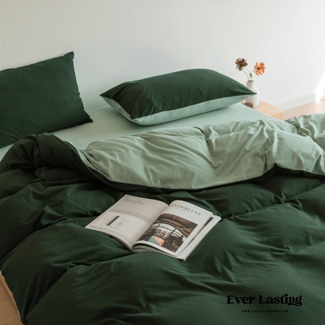 EVER LASTING Duo Bedding Set Forest Green Bedding Set Queen Etsy