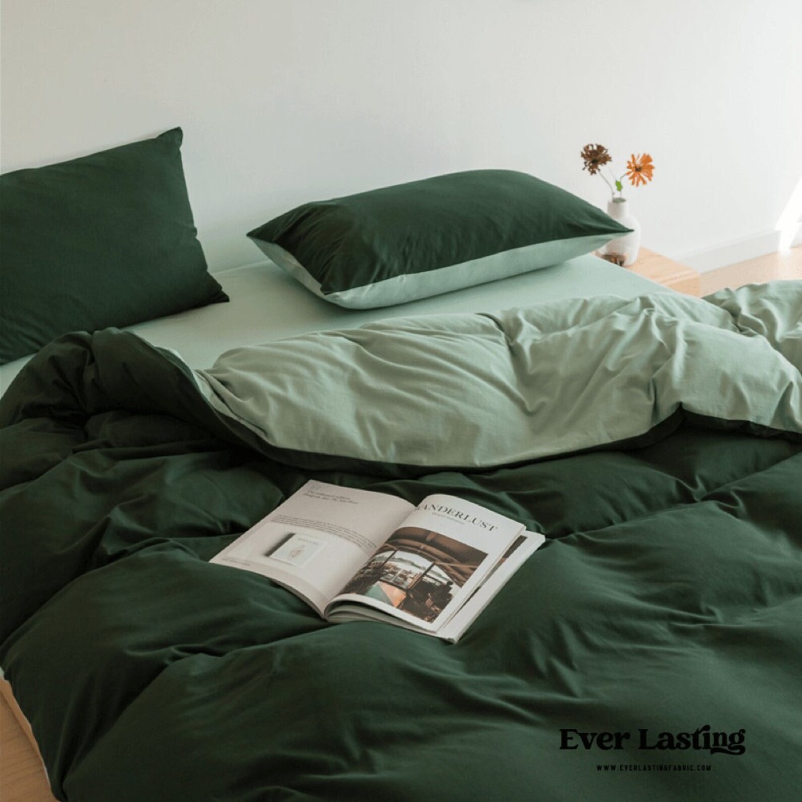 EVER LASTING Duo Bedding Set Forest Green Bedding Set Queen Etsy