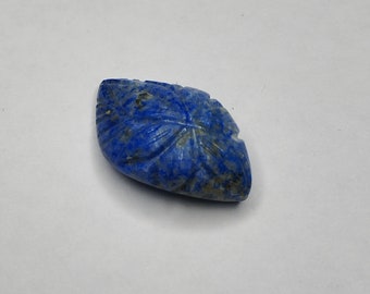 Lapis Lazuli Carved Gemstone, Natural Lapis Lazuli Flower Carving Pear Shape for Jewelry Making, -33.55 cts, 29.57x17.37x9.96 mm
