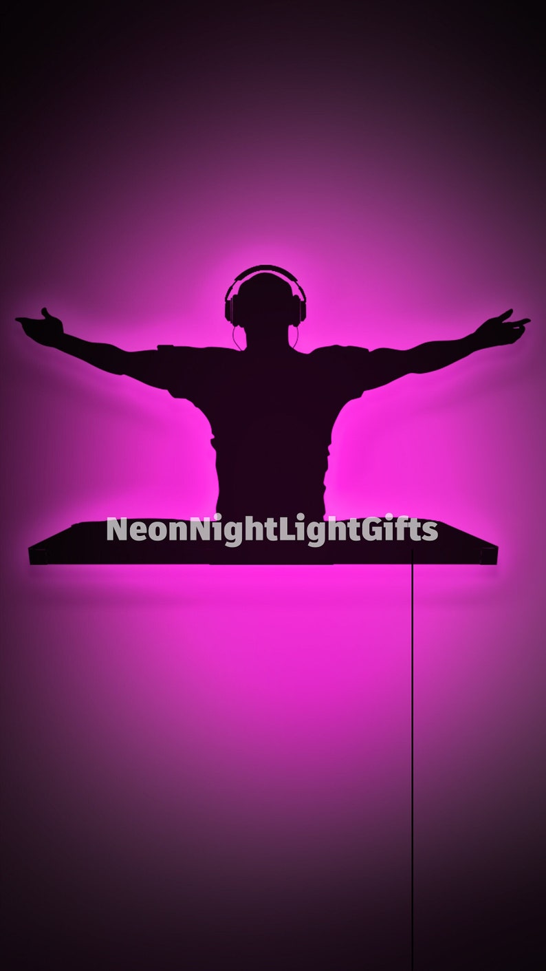 DJ Silhouette Led Sign, DJ Silhouette Led Light Decor, DJ Gifts, Music ...