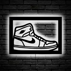 Sneaker LED Light Sign, RGB Jordan Wall Decor, Shoe Lover Gift, Gamer Room Neon, Teen Room Light, Custom Wood Light Sign