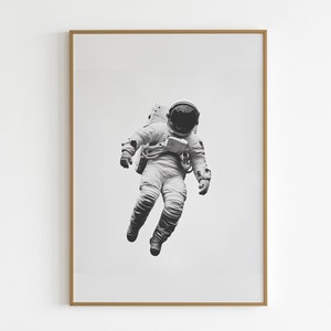 Astronaut Poster – Black and White Space Art – Futuristic Wall Decor for Sci-Fi and Space Lovers - Gift For Him