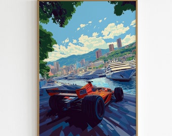 Monaco GP Formula 1 Print Formula One Race Car Poster Minimal Wall Art Gift for him