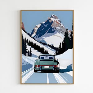 Poster Porsche 911, poster Porsche, poster auto d'epoca, illustrazione minimalista di arte murale Porsche
