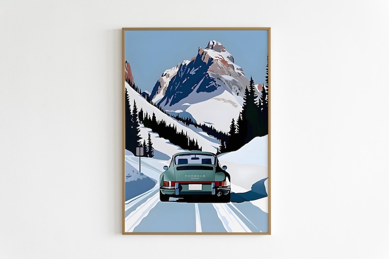 Porsche 911 Poster Porsche Poster Vintage Car Poster Minimalistic Porsche Wall Art Illustration Aesthetic Print image 1