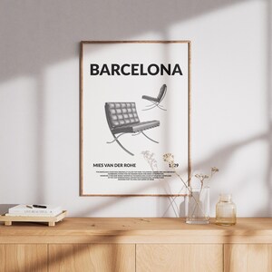 Poster moderno della sedia Bauhaus Barcelona - Design Mies van der Rohe, arte murale minimalista, stampa di metà secolo