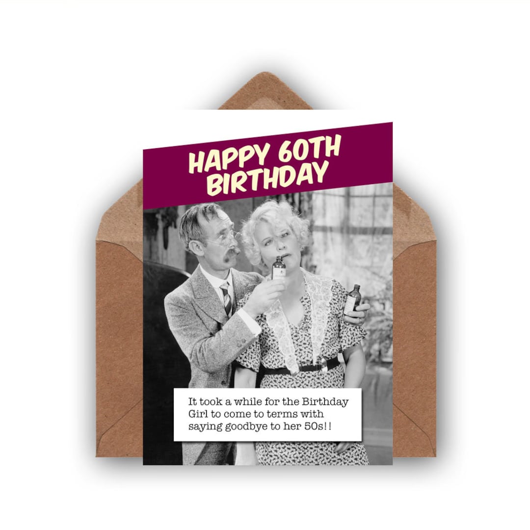 Funny Birthday Card Retro Birthday Card Humorous Birthday Card Rude ...