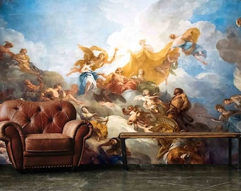 Renaissance Art Wallpaper - Removable Wallpaper - Peel and Stick - Ceiling Wallpaper - Wall Decor - Fresco Art - Art Deco Wallpaper