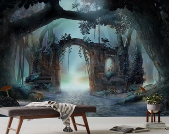Enchanted Fairy Forest Landscape Wallpaper - Removable Wallpaper - Peel and Stick - Nature Wallpaper - Wall Decor