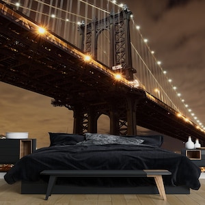 Manhattan & Brooklyn Bridge Tapete – New York Wandbild – abnehmbare Tapete – abziehen und aufkleben – Stadttapete – Wanddekoration