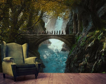 Lord of the Rings Wallpaper | Hobbit Rivendell Bridge | Peel and Stick