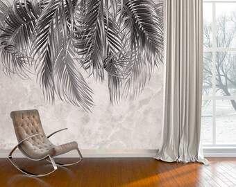 Palm Leaf Wallpaper - Big Leaves Wall Mural - Removable Wallpaper - Peel and Stick - Floral Wallpaper- Leaf Wallpaper - Wall Decor