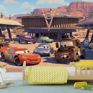 Fondo de pantalla de Rayo McQueen - Mural de coches - Fondo de pantalla extraíble - Despegar y pegar - Fondo de pantalla para habitación de bebé - Habitación infantil