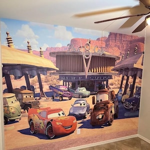 Lightning McQueen Tapete - Autos Wandbild - Wieder abziehbare Tapete - Schälen und Aufkleben - Kinderzimmer Tapete Bild 10