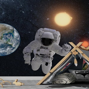 Carta da parati Astronauta nello spazio - Carta da parati rimovibile - Stacca e incolla - Carta da parati per la cameretta dei bambini - Camera dei bambini