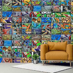 Pop Art Wallpaper, Retro Pop Art Mural - Removable wallpaper - Peel and Stick- Art deco Wallpaper - Wall Decor