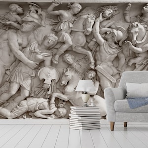 Antique Relief Rome Sculptures Wallpaper- Relief Art Wallpaper - Removable Wallpaper - Peel and Stick - Art Wallpaper - Wall Decor
